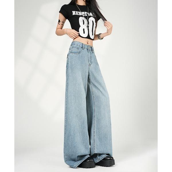 ジーンズ デニム デニムパンツ ハイウエストルーズワイドデニムパンツ レディース