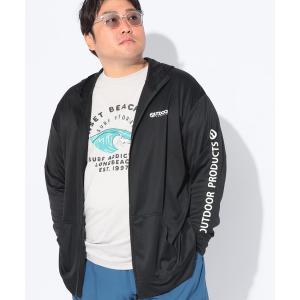 ラッシュガード ラッシュガード 長袖 メンズ 大きいサイズ 水陸両用 DRYメッシュ 袖ロゴプリント ジップアップ ラッシュパーカー OUTDOOR PRODUCTS (アウ…