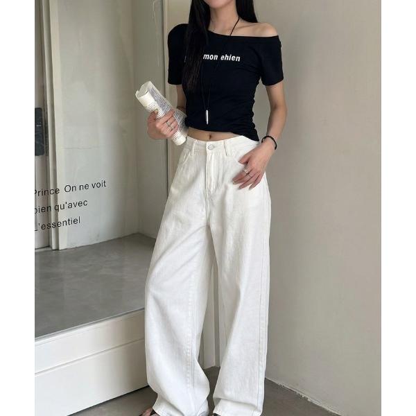 ワイドパンツ ジーンズ デニム デニムパンツ ハイウエストワイドストレートパンツ レディース