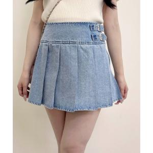 gossip!ロサンゼルス デニムスカート サイトリボン プリーツミニデニム