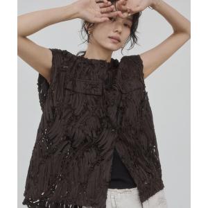 ブラウス シャツ 夏 モチーフレース ノースリーブシャツ レディース