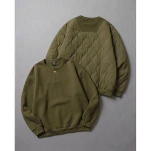 トレーナー スウェット 裏起毛 Fleece-Lined Quilted Panel Sweatshirt / 裏起毛キルティング切替スウェット トレーナー ワイドシルエット メンズ レディ…