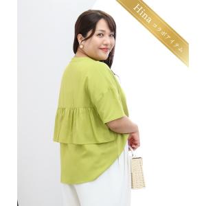 ブラウス シャツ 半袖 「anyfee×HINAコラボ」バックフリル半袖シャツ/チュニック「大きいサイズ」（2026SS） レディース