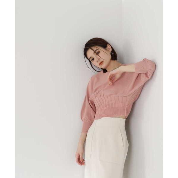 「NATURAL BEAUTY BASIC」 7分袖ニット FREE ピンク レディース