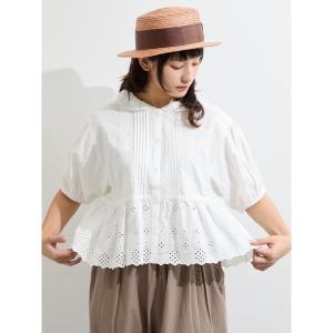 ブラウス シャツ 半袖 「販路限定」パフスリーブレースブラウス レディース