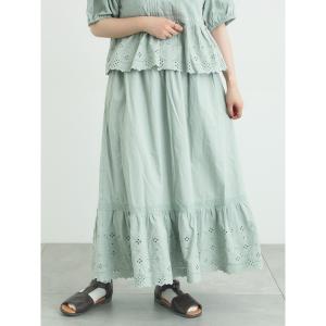 ロング スカート 「販路限定」裾レース切替ギャザースカート