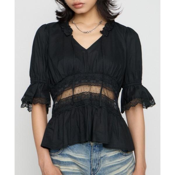 ブラウス シャツ 半袖 PUFF SLEEVE AIRY トップス レディース