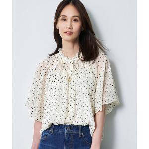 ブラウス シャツ 「セットアップ／手洗い可」ドット柄シアーブラウス レディース