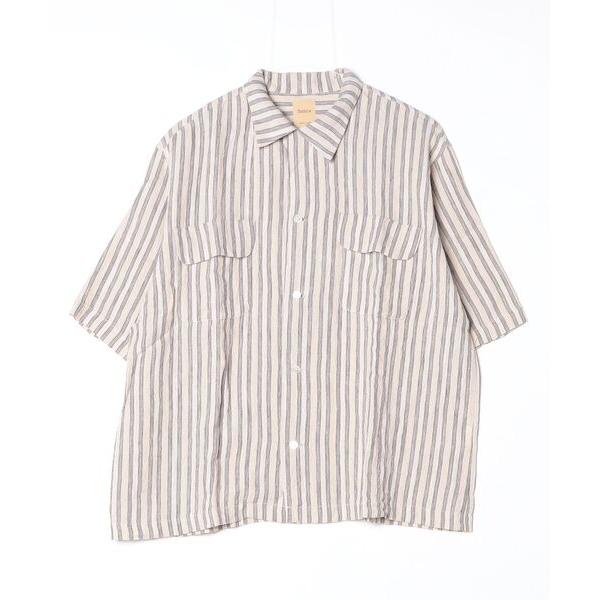 シャツ 「Sanca」サンカ/  LINEN STRIPE LOOP COLLAR SHIRTS メ...