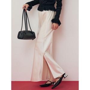 ロング スカート スリットサテンナロースカート 「夏服」「オフィスカジュアル」「マシンウォッシャブル」「接触冷感」