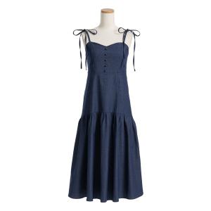 「夢展望」 「Dear My Love Rose 」ベアトップワンピース MEDIUM インディゴブルー レディース