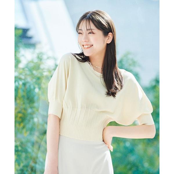 「NATURAL BEAUTY BASIC」 半袖ニット FREE オフホワイト レディース
