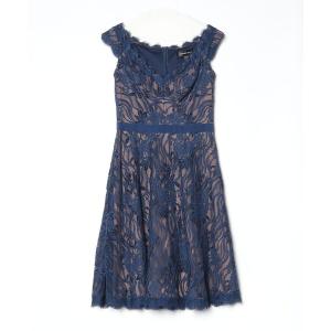 「Tadashi Shoji  」 レース 半袖ワンピース 0 ブルー レディース