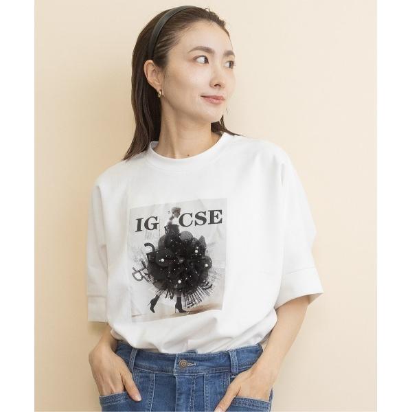 tシャツ 半袖 フラワーモチーフ・ロゴT レディース