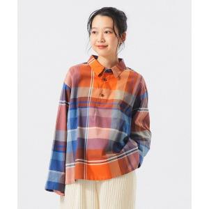 ブラウス シャツ ビッグ チェック スモック レディース