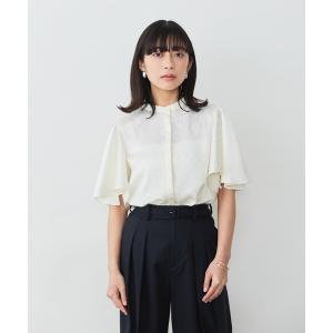 ブラウス シャツ 半袖 ドビーサテン フレアスリーブブラウス レディース