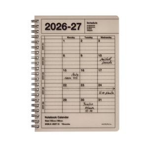 手帳 マークス 手帳 2027 スケジュール帳 ダイアリー 2026年9月始まり 月間ブロック B6変型 ノートブックカレンダー・S・縦型