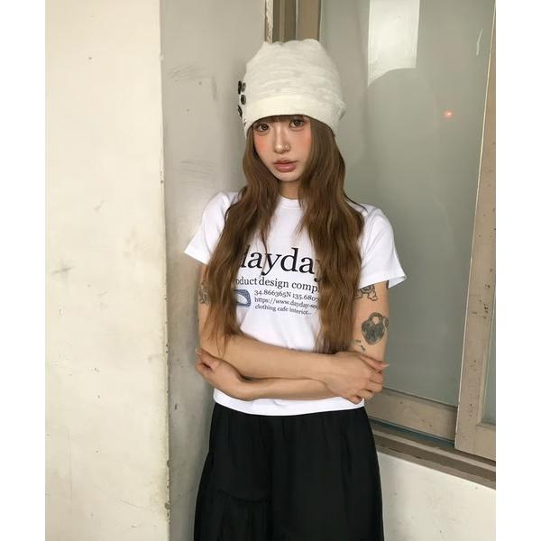 tシャツ 半袖 ブロックカテゴリーロゴクロップドTシャツ レディース