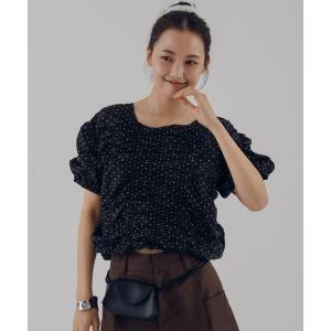 ブラウス シャツ 夏 半袖 assorted shirring gather blouse / アソートシャーリングギャザーブラウス レディース