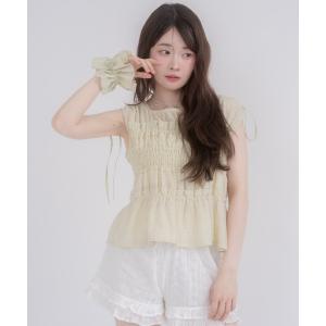 ブラウス シャツ チェックギャザーフリルブラウス＆シュシュセット レディース
