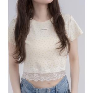 tシャツ 半袖 レースヘムTシャツ レディース