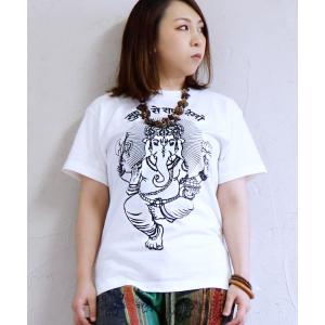 tシャツ エスニック Ｔシャツ ガネーシャ 神様 ヒンディー メンズ レディース