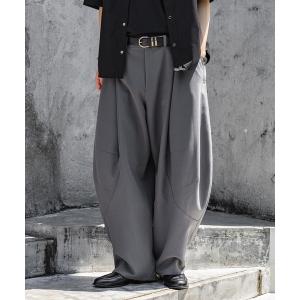ワイドパンツ スラックス DESIGN SEAM WIDE CURVE PANTS/デザインシームワイドカーブパンツ メンズ