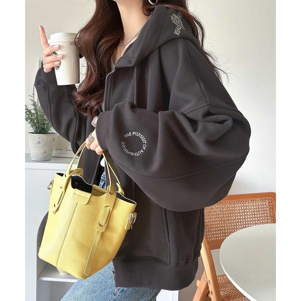 「classicalelf」 ジップアップパーカー MEDIUM チャコール レディース