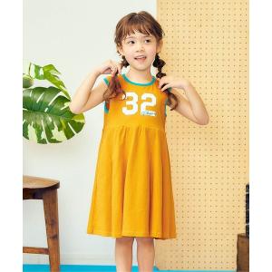 ワンピース 「接触冷感/リンク」ノースリーブプリーツナンバリングワンピース キッズ 子供服 女の子
