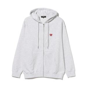 トレーナー スウェット ハートロゴ ワンポイント フルジップパーカー メンズ