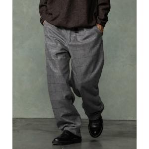 ワイドパンツ パンツ mp15254-WOOLBASTE TROUSERS windowpane ウールパンツ(626753) メンズ