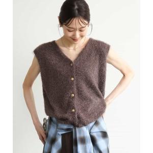 ニット セーター 「洗える」前後2wayシャギーニットジレ レディース