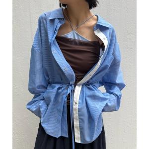 ブラウス シャツ 夏 SHEER WAIST MARK OVERSIZE SHIRT レディース