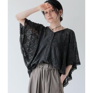 ブラウス シャツ ダブルフロントレースフリルブラウス レディース
