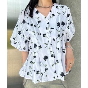 ブラウス シャツ 夏 半袖 LUCIA BERRY EMBROIDERY SEER GOWN レディース