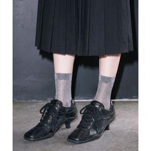 パンプス 歩きやすい アッシュ「RAGWORT」レースアップパンプス ブーティー ハイブリットシューズ ブラック 6.5cmヒール