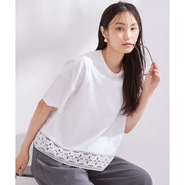 tシャツ 半袖 裾レースカットソー「洗濯機OK」 レディース