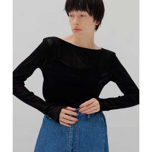 tシャツ nylon tulle flocky boatneck pull(ナイロンチュールフロッキーボートネックプルオーバー) レディース