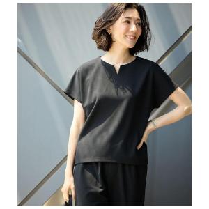 tシャツ 半袖 キーネックパールビジュープルオーバー レディース セットアップ対応 イージーケア レディース