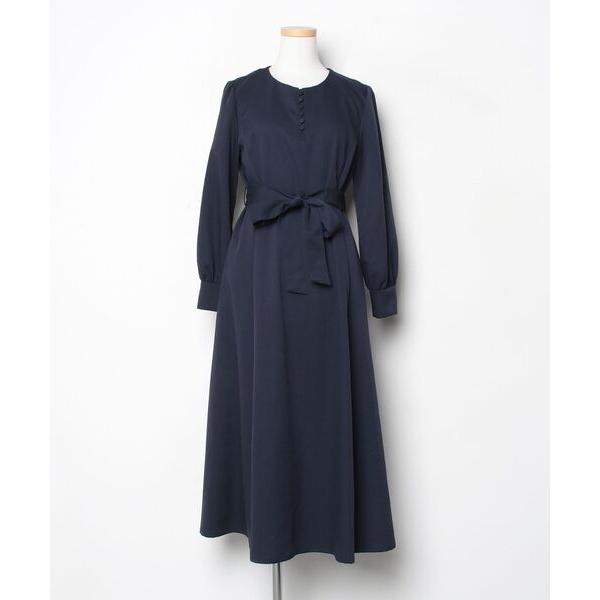 「NATURAL BEAUTY BASIC」 長袖ワンピース MEDIUM ネイビー レディース