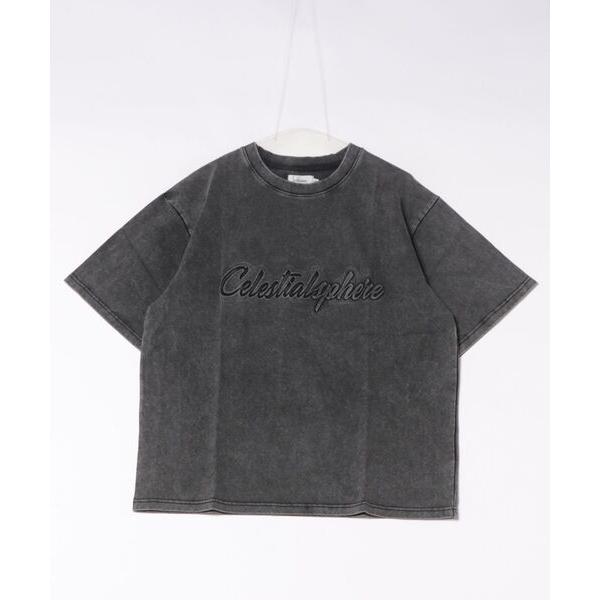 tシャツ /ATELANE/硫化染 トラ刺繍、ロゴ エンボス、S/S TEE メンズ レディース