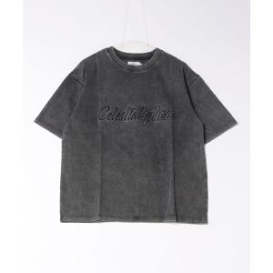 tシャツ /ATELANE/硫化染 トラ刺繍、ロゴ エンボス、S/S TEE メンズ レディース