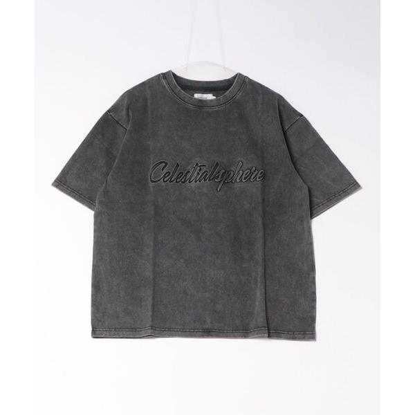 tシャツ /ATELANE/硫化染 トラ刺繍、ロゴ エンボス、S/S TEE メンズ レディース