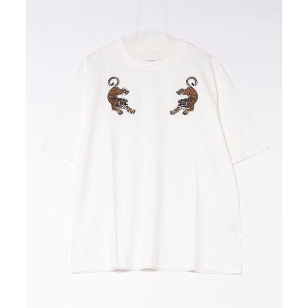 tシャツ 「ATELANE」シルケット天竺トラ、フラワー、刺繍S/S　Tee メンズ レディース