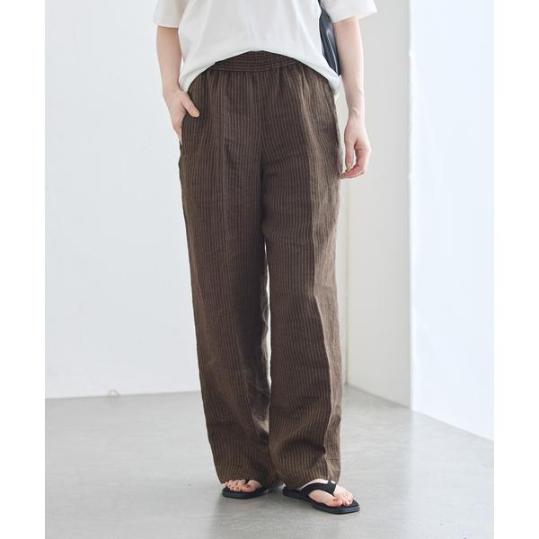スラックス パンツ FABRICAリネンストライプパンツ レディース
