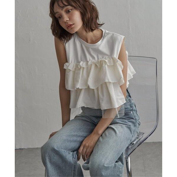 tシャツ 異素材ドッキングマルチウェイトップス レディース