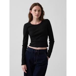 tシャツ リブ クロップド GAPロゴTシャツ レディース