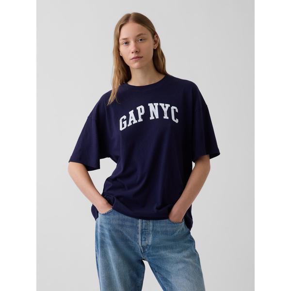 tシャツ 半袖 GAP NYCロゴ オーバーサイズTシャツ レディース