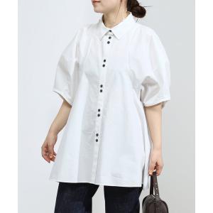 ブラウス シャツ 半袖 Firsthand/ファーストハンド 切替デザイン バルーンスリーブシャツ / 5分袖 ブラウス レディース