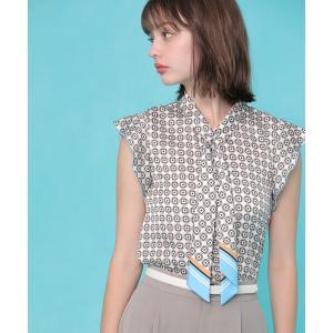 ブラウス シャツ 幾何プリントボウタイ ブラウス「セットアップ対応商品」 レディース